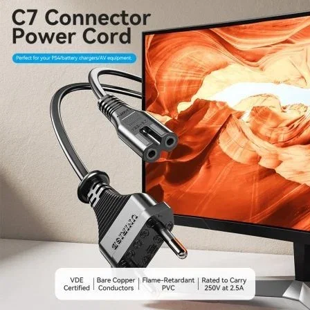 Vention Cable de Alimentación ZCLBAC 1,8 m CEE7/16 a C7